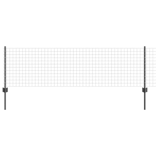 Zaun mit Pfosten Grau 0,6 x 10 m Stahl