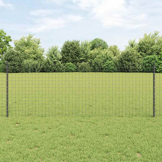 Zaun mit Pfosten Grau 0.8 x 10 m Stahl