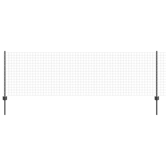 Zaun mit Pfosten Grau 0.8 x 10 m Stahl