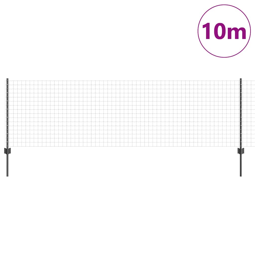 Zaun mit Pfosten Grau 0.8 x 10 m Stahl
