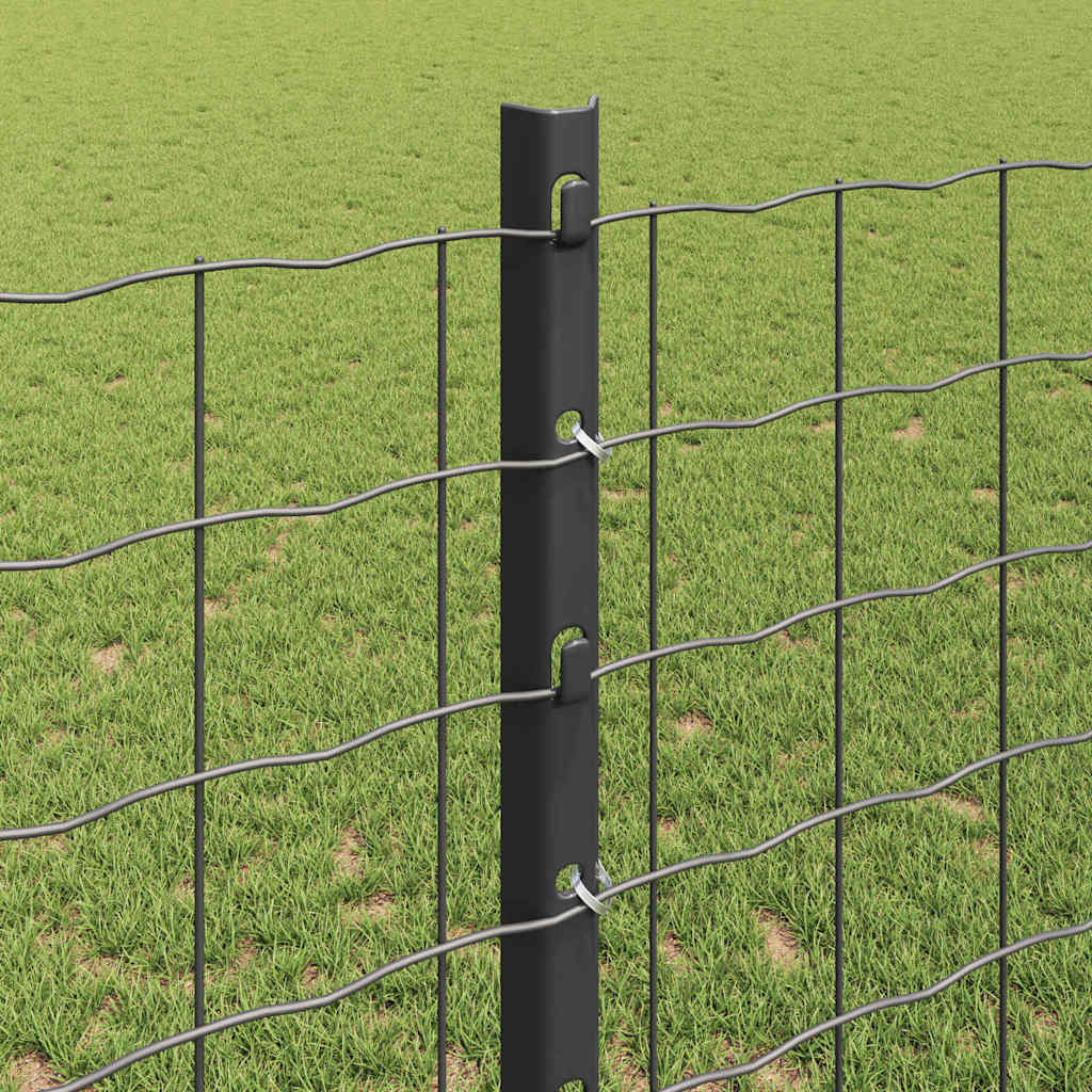 Zaun mit Pfosten Grau 1,2 x 10 m Stahl
