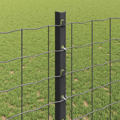 Zaun mit Pfosten Grau 1,2 x 10 m Stahl