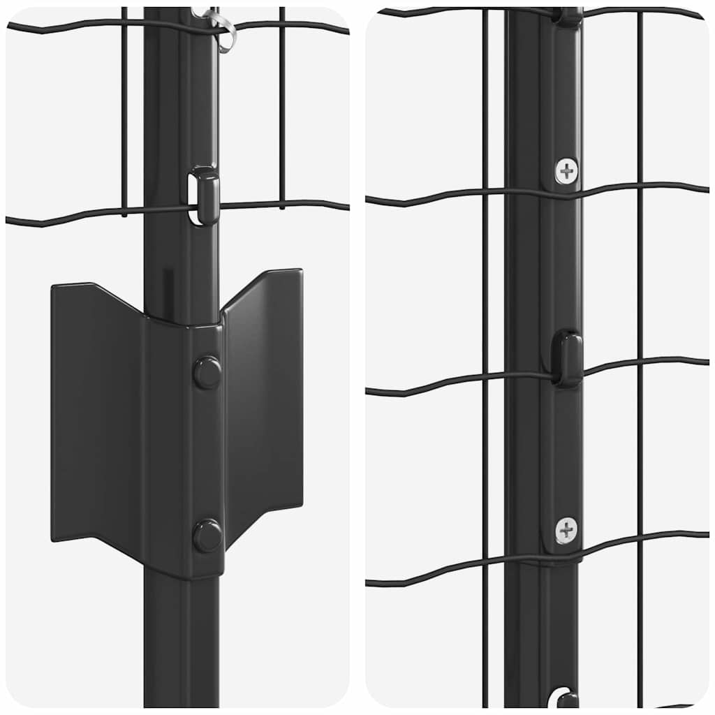 Zaun mit Pfosten Grau 1.4 x 10 m Stahl