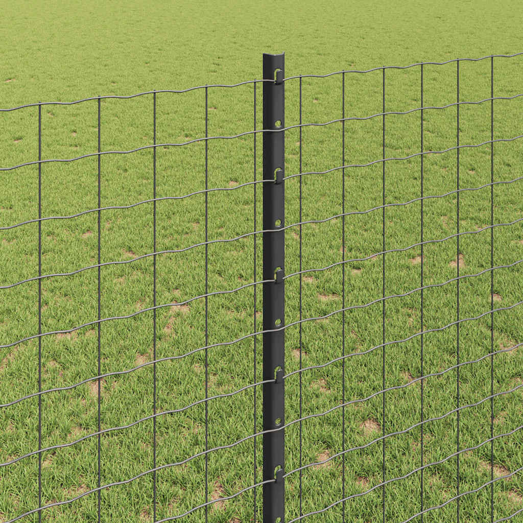 Zaun mit Pfosten Grau 1,4 x 10 m Stahl