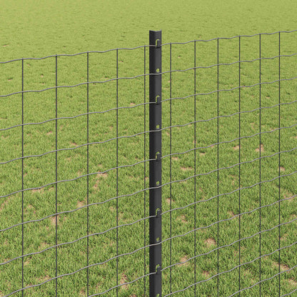 Zaun mit Pfosten Grau 1,4 x 10 m Stahl