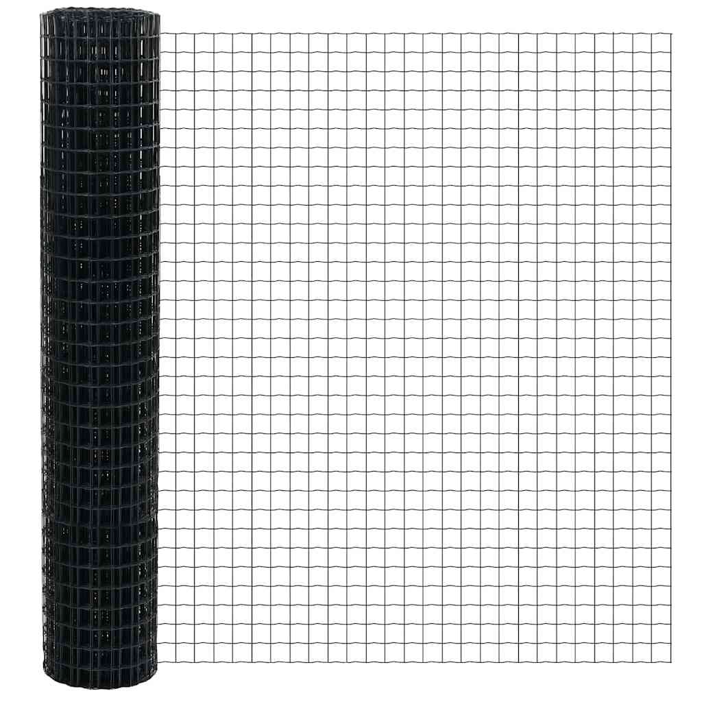 Zaun mit Pfosten Grau 1.6 x 10 m Stahl