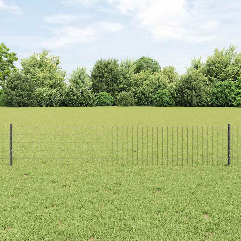 Zaun mit Pfosten Grau 0,4 x 10 m Stahl