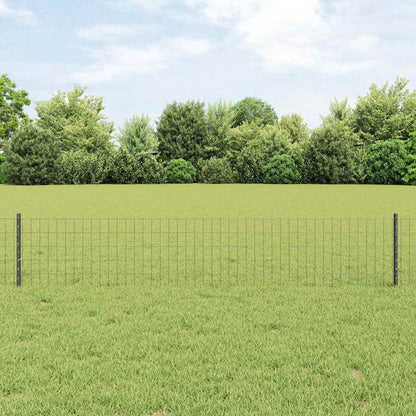 Zaun mit Pfosten Grau 0,4 x 10 m Stahl