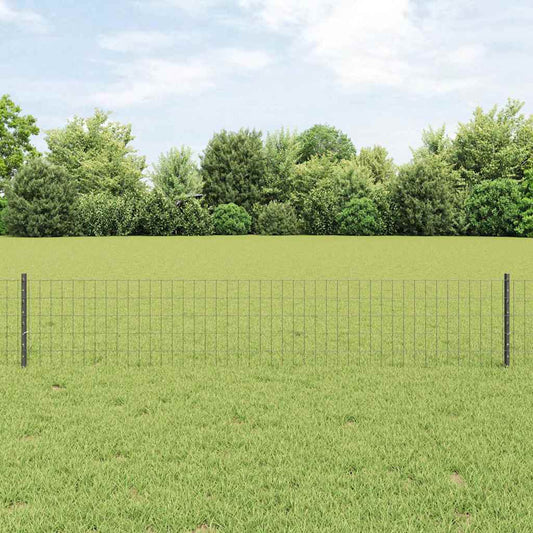 Zaun mit Pfosten Grau 0,4 x 10 m Stahl