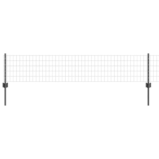 Zaun mit Pfosten Grau 0,4 x 10 m Stahl