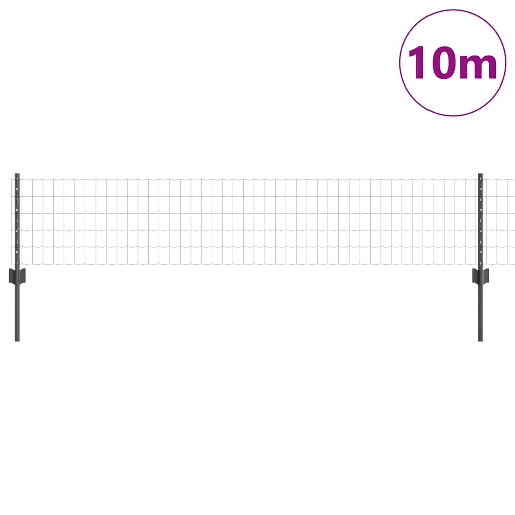 Zaun mit Pfosten Grau 0,4 x 10 m Stahl