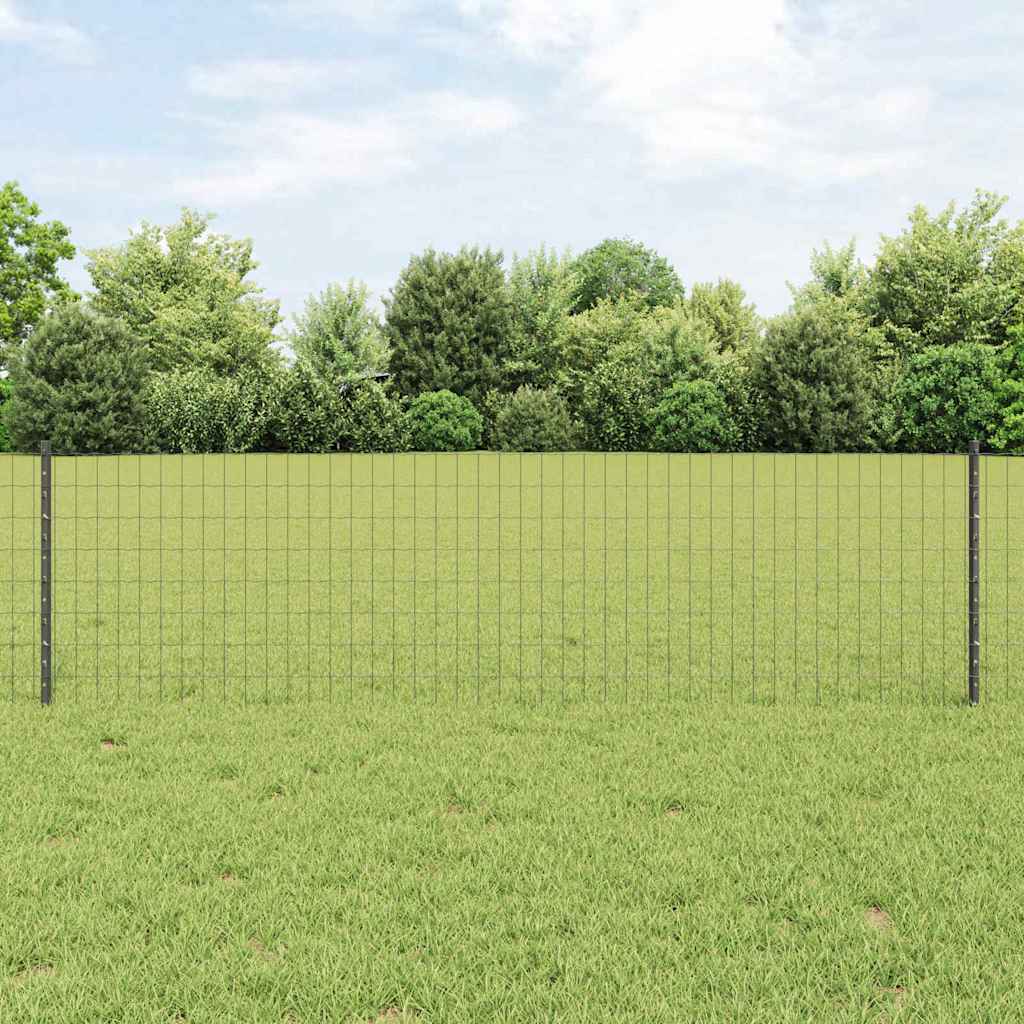 Zaun mit Pfosten Grau 0,6 x 10 m Stahl
