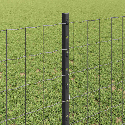 Zaun mit Pfosten Grau 0,8 x 10 m Stahl