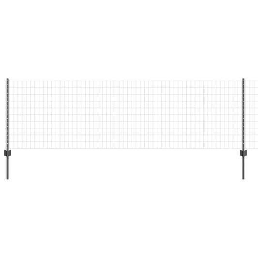 Zaun mit Pfosten Grau 0.8 x 10 m Stahl