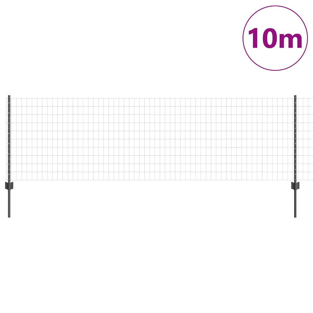 Zaun mit Pfosten Grau 0.8 x 10 m Stahl