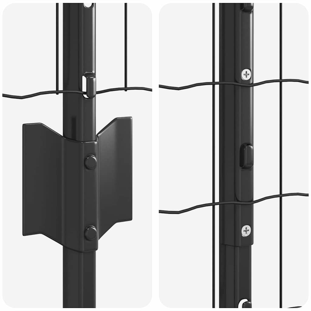 Zaun mit Pfosten Grau 1.4 x 10 m Stahl