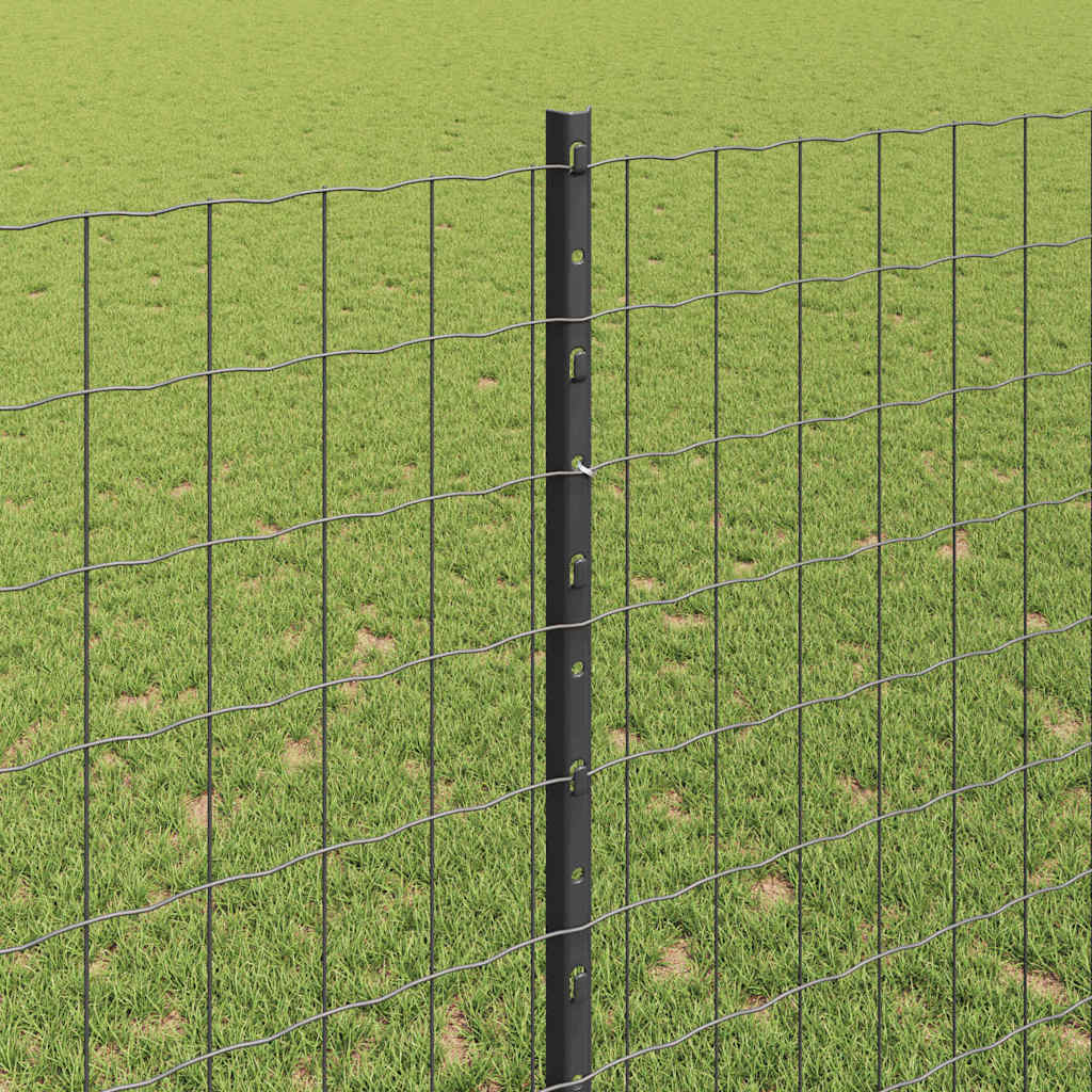 Zaun mit Pfosten Grau 1,4 x 10 m Stahl