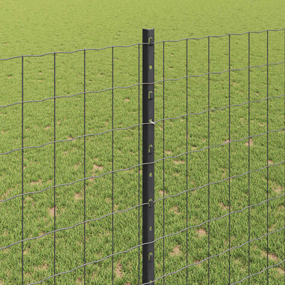 Zaun mit Pfosten Grau 1,4 x 10 m Stahl