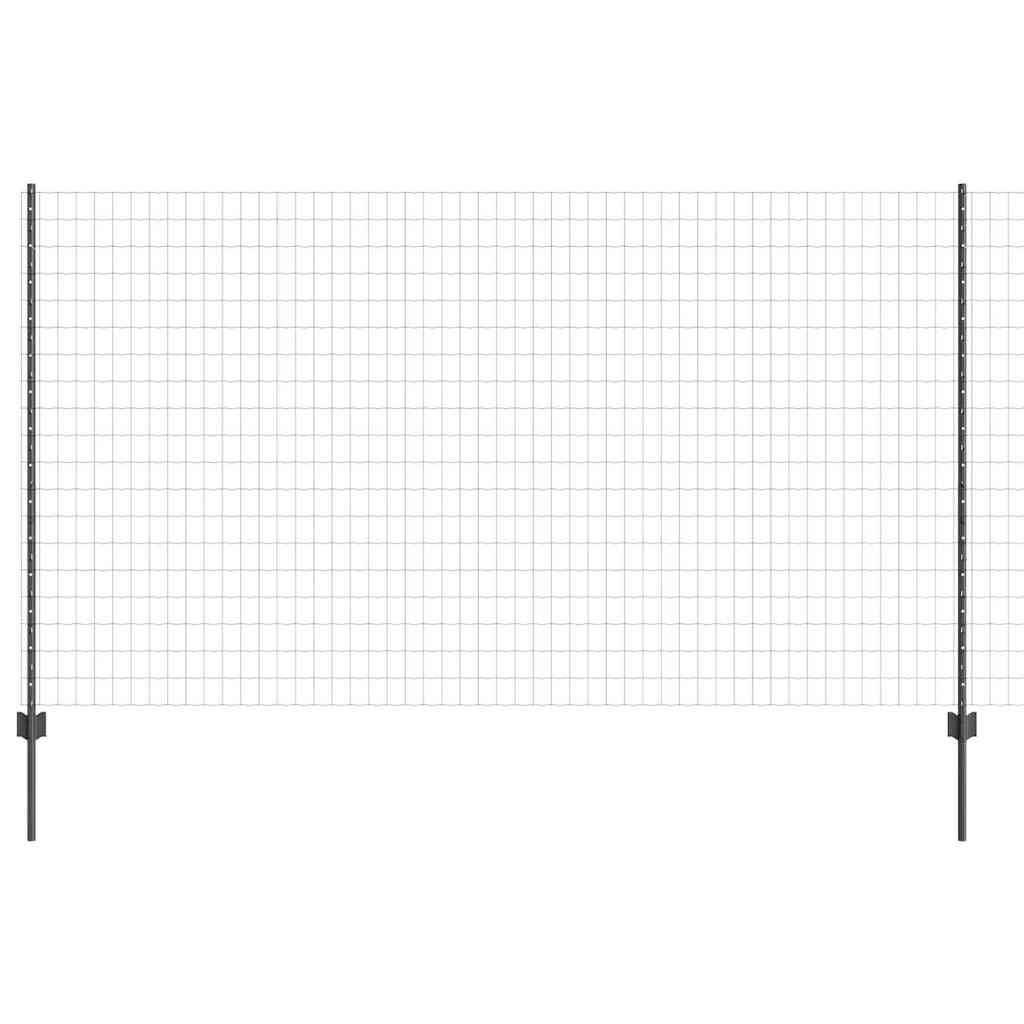 Zaun mit Pfosten Grau 1.4 x 10 m Stahl