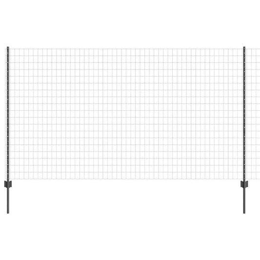 Zaun mit Pfosten Grau 1.4 x 10 m Stahl
