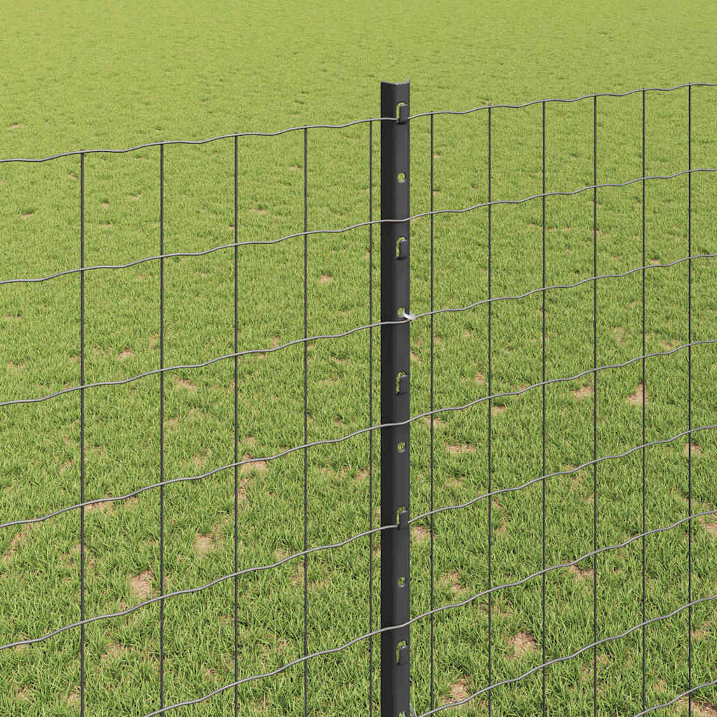 Zaun mit Pfosten Grau 1,5 x 10 m Stahl