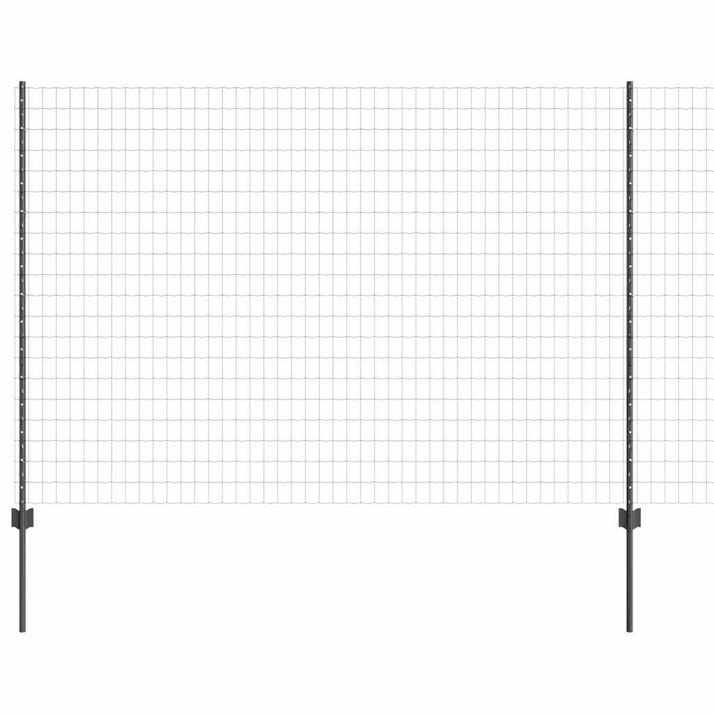 Zaun mit Pfosten Grau 1.5 x 10 m Stahl