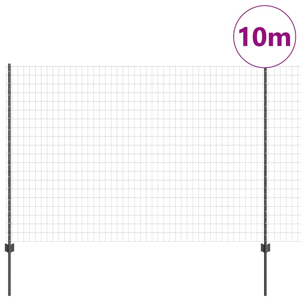 Zaun mit Pfosten Grau 1.5 x 10 m Stahl