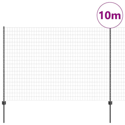 Zaun mit Pfosten Grau 1.5 x 10 m Stahl