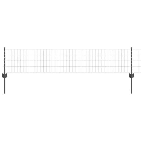 Zaun mit Pfosten Grau 0,4 x 10 m Stahl