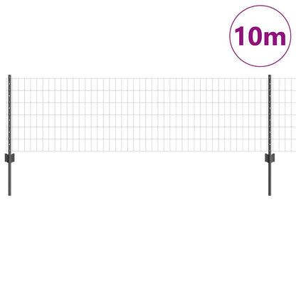 Zaun mit Pfosten Grau 0,6 x 10 m Stahl