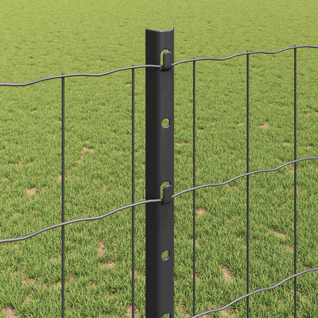 Zaun mit Pfosten Grau 1,2 x 10 m Stahl