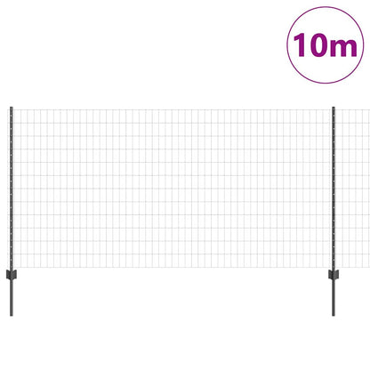 Zaun mit Pfosten Grau 1.2 x 10 m Stahl