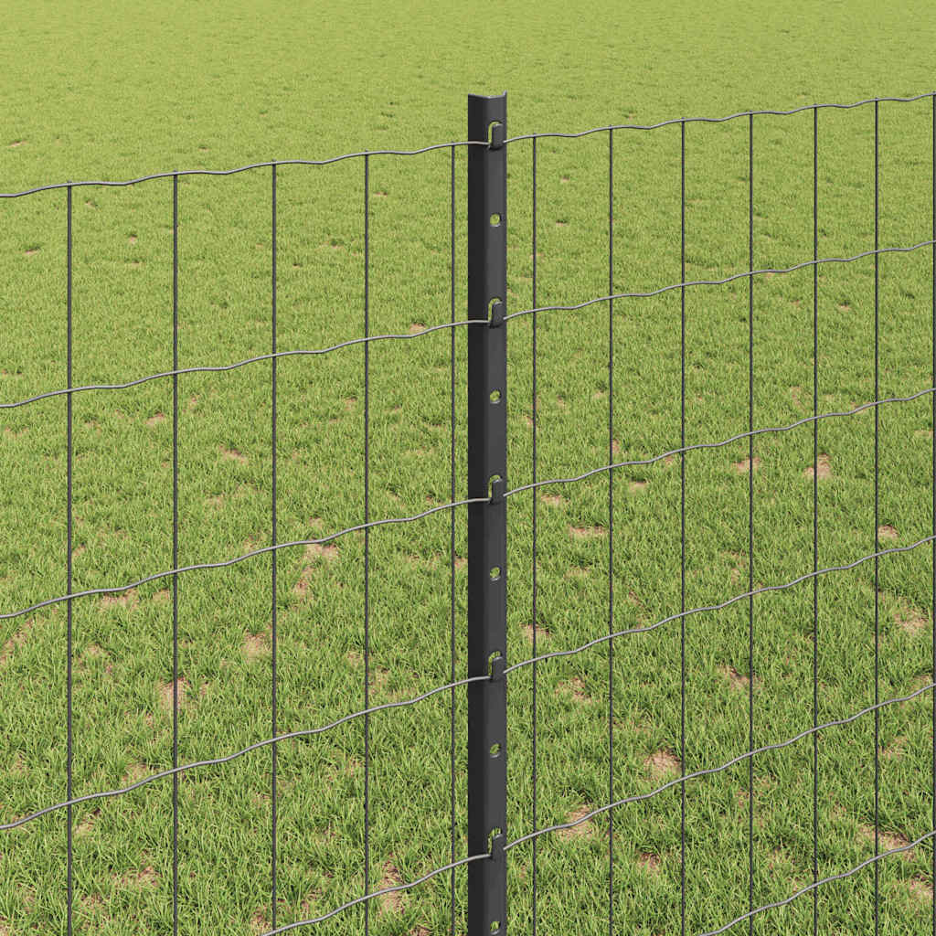 Zaun mit Pfosten Grau 1,4 x 10 m Stahl
