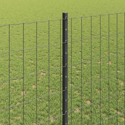 Zaun mit Pfosten Grau 1,4 x 10 m Stahl