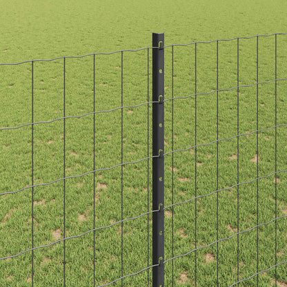 Zaun mit Pfosten Grau 1,5 x 10 m Stahl