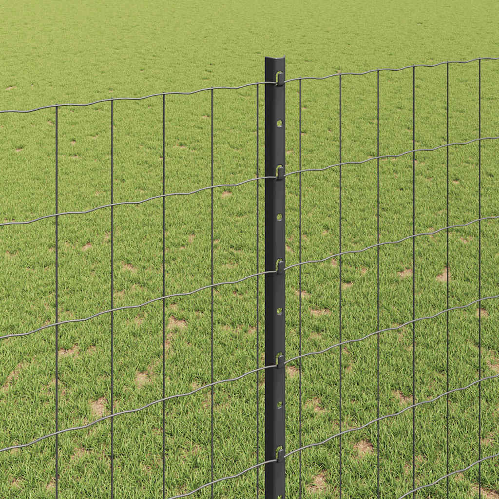 Zaun mit Pfosten Grau 1,6 x 10 m Stahl