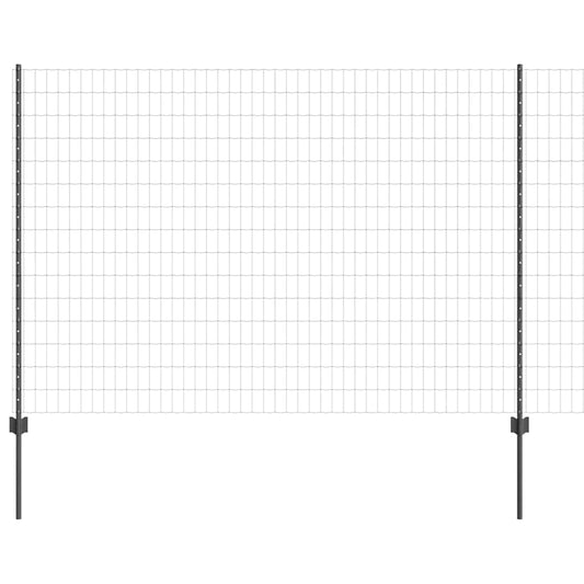Zaun mit Pfosten Grau 1.6 x 10 m Stahl