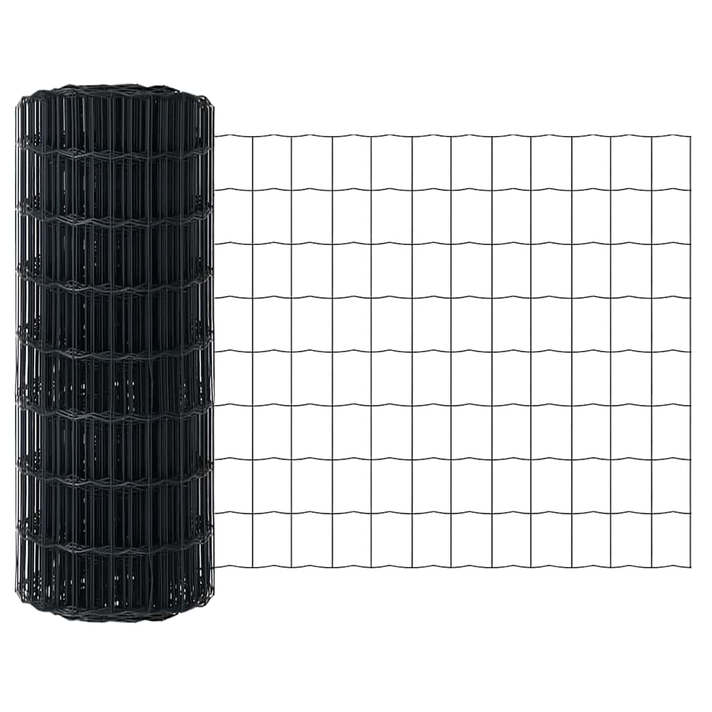Zaun mit Pfosten Grau 0,4 x 10 m Stahl