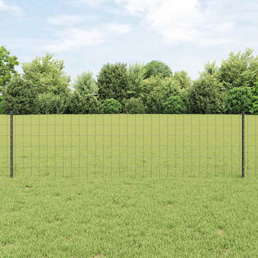 Zaun mit Pfosten Grau 0,6 x 10 m Stahl