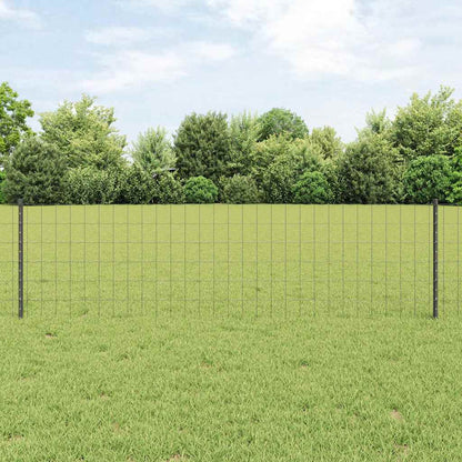 Zaun mit Pfosten Grau 0,6 x 10 m Stahl