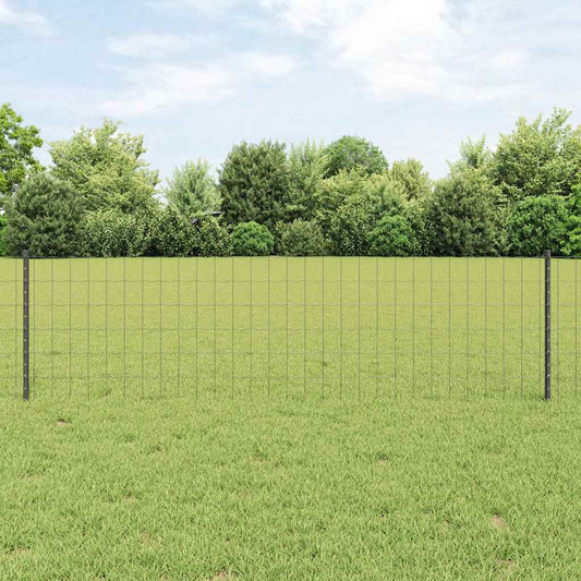 Zaun mit Pfosten Grau 0,6 x 10 m Stahl