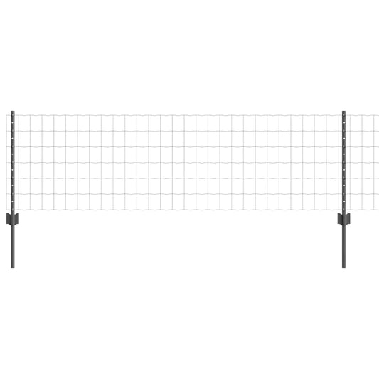 Zaun mit Pfosten Grau 0,6 x 10 m Stahl