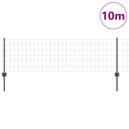 Zaun mit Pfosten Grau 0,6 x 10 m Stahl