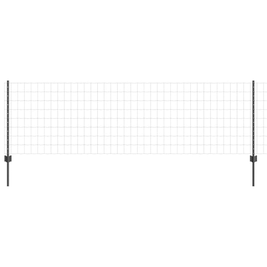 Zaun mit Pfosten Grau 0.8 x 10 m Stahl