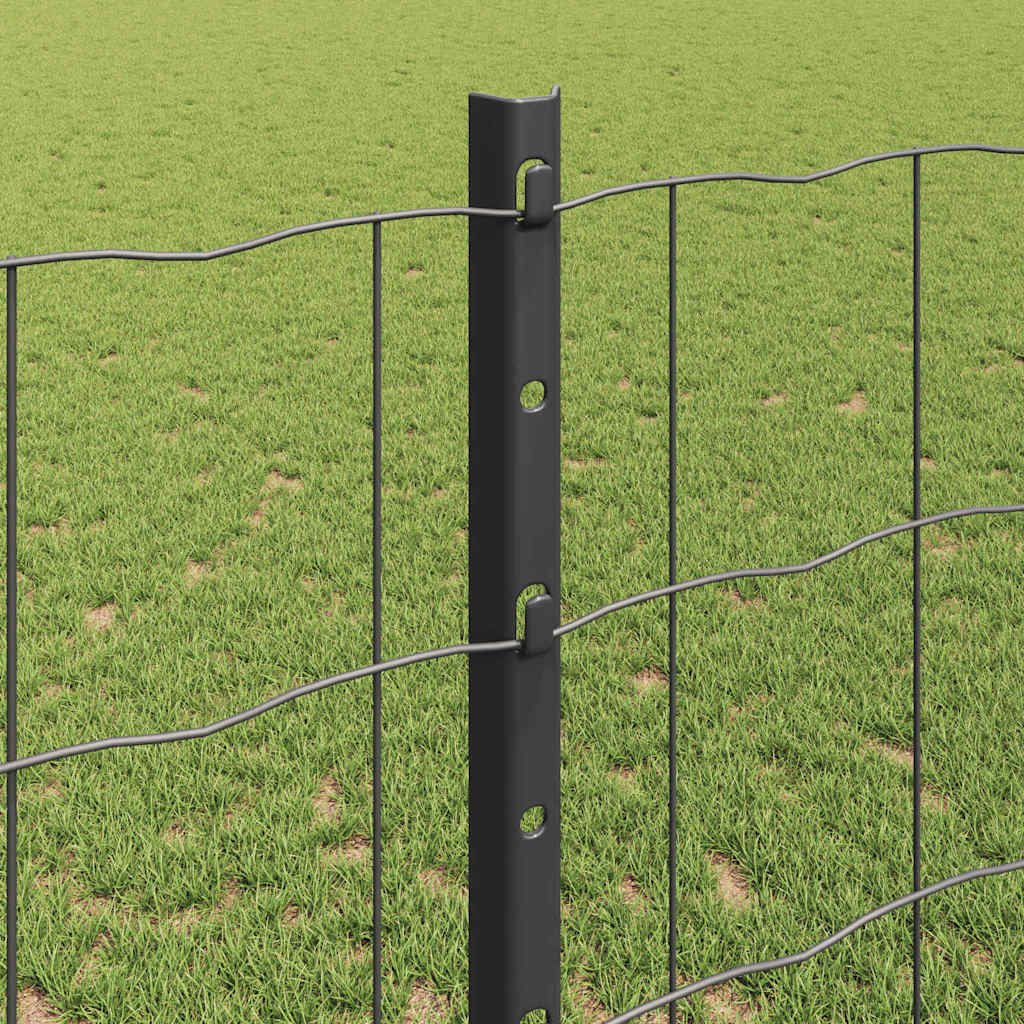 Zaun mit Pfosten Grau 1,2 x 10 m Stahl