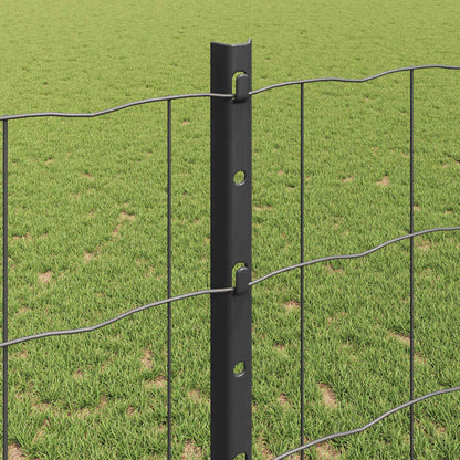 Zaun mit Pfosten Grau 1,2 x 10 m Stahl