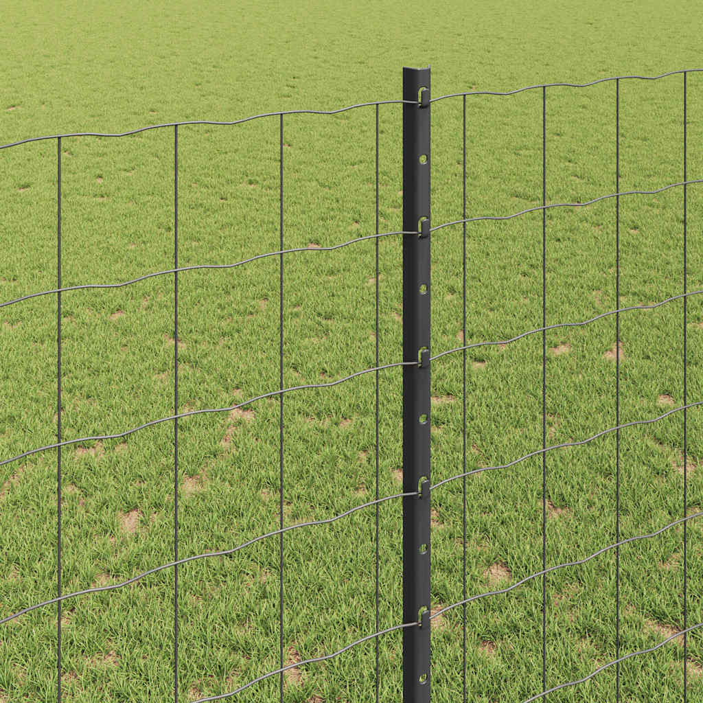 Zaun mit Pfosten Grau 1,4 x 10 m Stahl