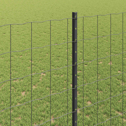 Zaun mit Pfosten Grau 1,4 x 10 m Stahl