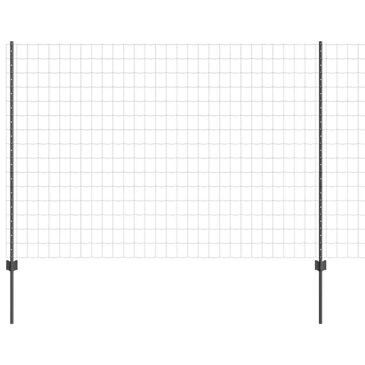 Zaun mit Pfosten Grau 1.5 x 10 m Stahl