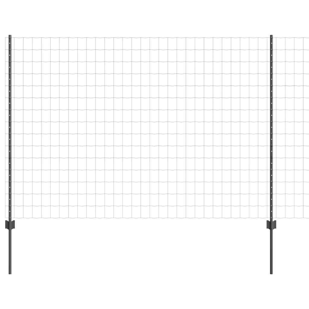 Zaun mit Pfosten Grau 1.6 x 10 m Stahl